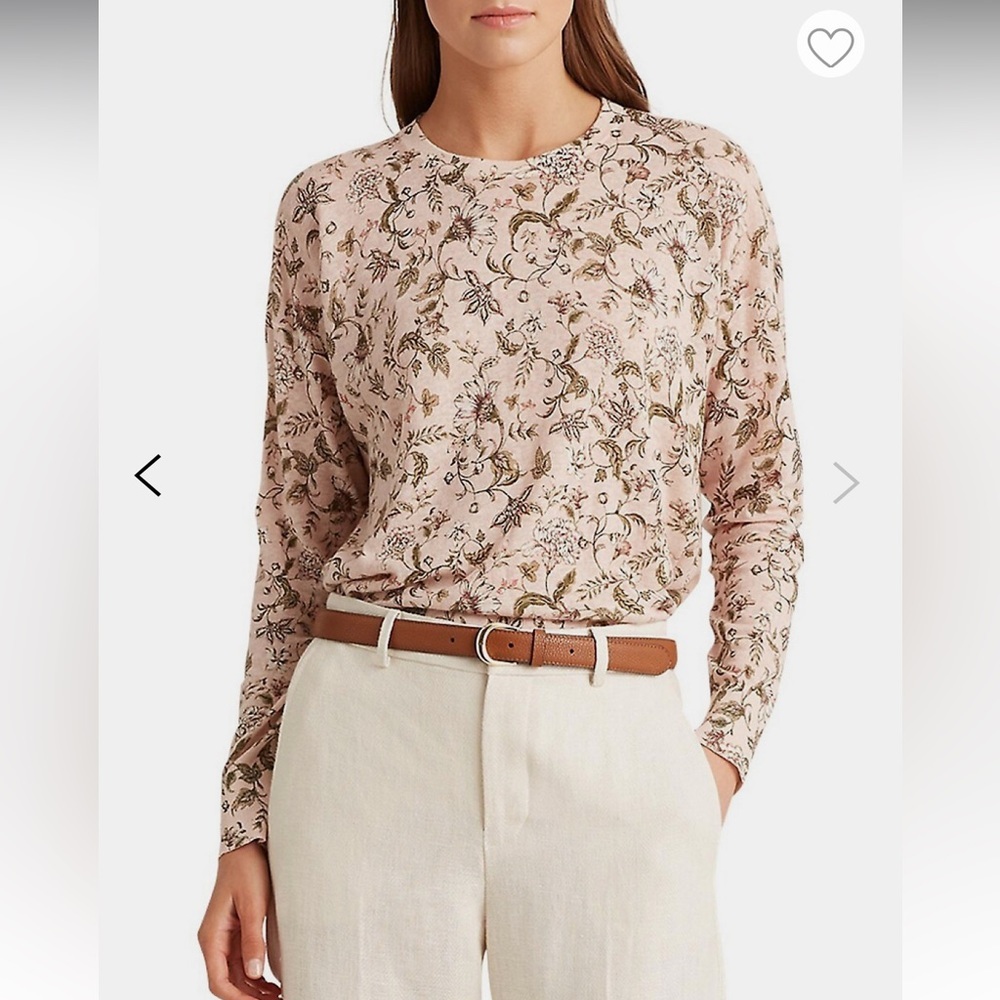 Lauren Ralph Lauren Cotton & Linen-Blend Floral Sweater